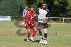 Testspiel - Bezirksliga - Saison 2025/26 - TSV Ober./Unterhaunstadt - Türkisch Ingolstadt  - Avni Avdijaj rot Türkisch  - Enes Erdogan weiss Ober./Unterh.stadt - Foto: Meyer Jürgen