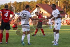 Toto Pokal - Saison 2022/2023 - SpVgg Heßdorf - FC Ingolstadt 04 - Der 0:3 Führungstreffer durch Moussa Doumbouya (Nr.27 - FCI) - Jubel - Marcel Costly (Nr.22 - FCI) - Foto: Meyer Jürgen