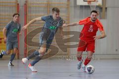 Lotto - Hallen - Bayerncup - Oberbayern -  Saison 2022/2023  - FC Fatih Ing - TSV Murnau - 2:1 - Baris Soysa rot Fatih - Luis Zehetmeier grau Murnau - Foto: Meyer Jürgen