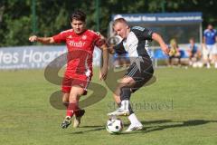 Testspiel - Bezirksliga - Saison 2025/26 - TSV Ober./Unterhaunstadt - Türkisch Ingolstadt  - Baha Asici rot Türkisch  - Florian Diegel weiss Ober./Unterh.stadt - Foto: Meyer Jürgen