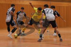 Hallenturnier Gaimersheim - Saison 2025/26 - TSV Ober-u. Unterhaunstadt - FC Hitzhofen - Maik Wnendt gelb Hitzhofen - Baran Cakir grau Oberhaunstadt - Foto: Meyer Jürgen