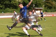 Kreisliga - Saison 2022/2023 - DJK Ingolstadt - SV Sandersdorf - Patrick Mack blau Sandersdorf - Christoph Handl weiss DJK Ing - Foto: Meyer Jürgen