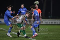Landesliga - Saison 2025/26 - SV Manching - FV Illertissen II - Merkel Maximilian links blau Illertissen  - Rainer Meisinger (Nr.8 - SV Manching) - Emci Ben blau Illertissen rechts - Foto: Meyer Jürgen