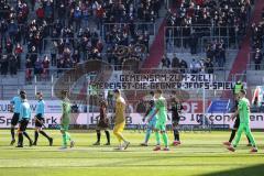 2.BL; FC Ingolstadt 04 - SV Sandhausen; Fan Fankurve Banner Fahnen Spruchband Einmarsch