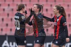 2. Bundesliga Frauen - Saison 2025/26 - FC Ingolstadt 04 Frauen - VFB Stuttgart  - Felix Lara(Nr.13 - FC Ingolstadt Frauen I) mit dem 1:0 Führungstreffer - jubel - Katharina Reikersdorfer (Nr.20 - FC Ingolstadt Frauen I)Foto: Meyer Jürgen