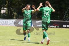 Bezirksliga - Saison 2024/25 - Freundschaftsspiel - FC Gerolfing - SV Kasing - Leo Zänger (Nr.11 - FC Gerolfing) mit dem 1:0 Führungstreffer - jubel - Julien Bajer (Nr.14 - FC Gerolfing) - XXXXX - Foto: Meyer Jürgen