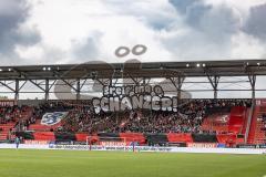 3. Liga; FC Ingolstadt 04 - SSV Jahn Regensburg; Fan Fankurve Banner Fahnen Spruchband Choreografie Schanzer