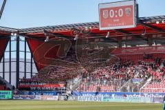 3. Liga; SSV Jahn Regensburg - FC Ingolstadt 04; Fan Fankurve Banner Fahnen Spruchband Choreografie Ultra Schal