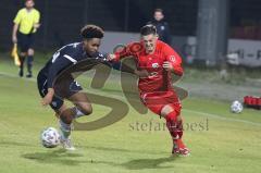 Bayernliga Süd - Saison 2022/2023 - FC Ingolstadt 04 -  VFB Hallbergmoos - Gashi Egson (Nr.9 - Fc Ingolstadt 04 II) - Brandon Happi Monthe schwarz Hallbergmoos - Foto: Meyer Jürgen