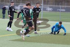 Landesliga Bayern - U17 - B-Junioren - Saison 2022/2023 - FC Ingolstadt 04 II - SV Schalding - Heining  - Der 1:3 Anschlusstreffer durch Leitl Luca schwarz FCI - jubel - Enrico Birkner Torwart Schalding - Foto: Meyer Jürgen