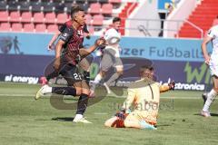 3. Liga; FC Ingolstadt 04 - Hallescher FC; Tor Jubel Treffer Marcel Costly (22, FCI) Torwart Müller Sven (1 Halle)