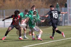 U19 - Nachwuchsliga -  - Saison 2024/25 - FC Ingolstadt 04 - 1. FC Schweinfurth - Baran Berk rot FCI - David Ritter grün Schweinfurth  - Foto: Meyer Jürgen