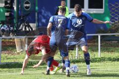 Kreisliga - Saison 2022/2023 - Türk.SV Ingolstadt - SV Menning - Sirac Cilhoroz rot Türk SV - Korbinian Rankl #5 blau Menning - Maximilian Lex #7 Menning - Foto: Meyer Jürgen