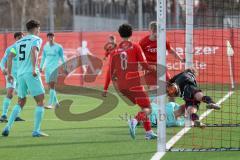 A-Junioren Bundesliga  - Saison 2023/24 - A-Junioren - FC Ingolstadt 04 - TSV 1860 München - Luca Lechner (Nr.5 - FC Ingolstadt 04 A-Jugend)Faßmann Lasse blau München - Avdija Erion Torwart München - XXXXX - Foto: Meyer Jürgen