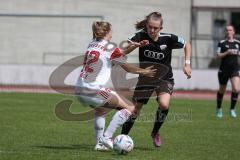 2. Fußball-Liga - Frauen - Saison 2022/2023 - FC Ingolstadt 04 - 1. FC Nürnberg - Villena Scheffler (Nr.28 - FCI Frauen) - Thöle Amelie weiss #12 Nürnberg - Foto: Meyer Jürgen