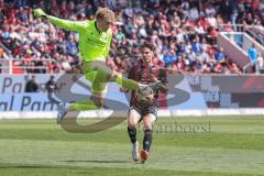 3. Liga; FC Ingolstadt 04 - Arminia Bielefeld; Torchance verpasst Tim Heike (9, FCI) Torwart Kersken Jonas (1 AB)