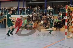 Lotto - Hallen - Bayerncup -  Saison 2022/2023 - TSV Jetzendorf - SV Denkendorf -  Marius Heß schießt ein Tor Denkendorf - Benedikt Lange Torwart Jetzendorf - jubel - Foto: Meyer Jürgen