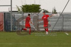 Bayernliga Süd - Saison 2021/2022 - FC Ingolstadt 04 II - Schwaben Augsburg - Der 2:0 Führungstreffer per Freistoss durch Cavadias Fabian (#5 FCI) - jubel - Götzendörfer Mario (#23 FCI)  - Foto: Meyer Jürgen