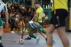 Lotto Bayern Hallencup - Saison 2024/25 - SV Manching - FC Hitzhofen/Oberzell- Romeo Öxler grün Manching - Christoph Thomas gelb Hitzhofen - Foto: Meyer Jürgen