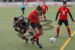 AUDI - Schanzer Amateurcup 2023 - Vorrunde - Türk SV Ingolstadt - SV 66 Pondorf - Aytac Mandaci schwarz Türk SV - Johannes Zeller rot Pondorf rechts - Kilian Brickl #4 rot Pondorf -  Foto: Meyer Jürgen