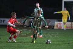 Landesliga - Saison 2025/26 - SV Manching - TSV Hollenbach - Luca Bienek (Nr.16 - SV Manching) - Uhlemair Martin rot Hollenbach - Foto: Meyer Jürgen