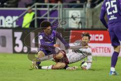 3. Liga; Erzgebirge Aue - FC Ingolstadt 04; Foul Julian Kügel (29, FCI) Fabisch Jonah (20 Aue)