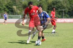 Testspiel - Bezirksliga - Saison 2025/26 - FC Fatih Ingolstadt - TSV Burgheim - Atilla Demir rot Fatih - Niklas Marx blau Burgheim - Foto: Meyer Jürgen