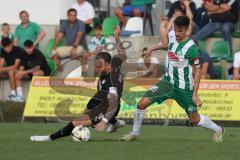 Toto Pokal - Saison 2022/2023 - SV Schalding-Heining - FC Ingolstadt 04 - Patrick Schmidt (Nr.9 - FCI) - Christian Brückl (Nr.10 - SV Schalding-Heining) - Foto: Meyer Jürgen