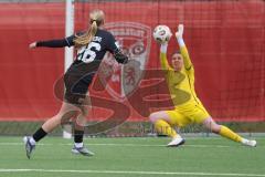2. Bundesliga Frauen - Saison 2025/26 - FC Ingolstadt 04 Frauen - SG Andernach - Teresa Fritzberg (Nr.26 - FC Ingolstadt Frauen I) mit einer 100% Torchance wird abgewehrt durch Bläser Elena TW Andernach - XXXXX - Foto: Meyer Jürgen