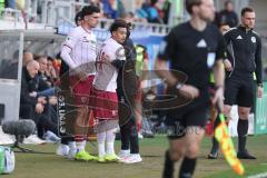 3. Liga - Saison 2025/26 - SV Wehen/Wiesbaden - FC Ingolstadt 04  - Ognjen Drakulic (Nr.30 - FCI) - Emilio Kehrer (Nr.44 - FCI) werden eingewechselt - Cheftrainerin Sabrina Wittmann (FCI) - XXXXX - Foto: Meyer Jürgen