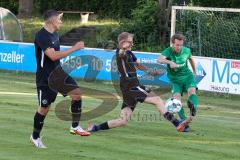 Testspiel - SV Manching - TSV Jetzendorf - Gabriel Henry schwarz Manching am Ball - Kreitmaier Maximilian grün Jetzendorf - Foto: Jürgen Meyer