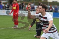 Kreisliga - Saison 2025/26- TSV Kösching - SV Kasing - Der 0:1 Führungstreffer durch Marius Magdic weiss Kasing - jubel - Michael Zimmermann Torwart Kösching - Foto: Meyer Jürgen
