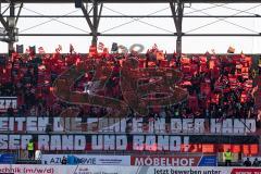2.BL; FC Ingolstadt 04 - SSV Jahn Regensburg; Fan Fankurve Banner Fahnen Spruchband Choreographie