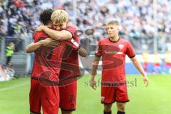 3. Liga; MSV Duisburg - FC Ingolstadt 04; Tor Jubel Treffer 0:1 durch Davide Sekulovic (33, FCI) Max Plath (14 FCI)