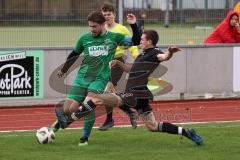 Kreisliga - Saison 2022/2023 - DJK Ingolstadt - SV Manching U23 - Alexander Zielinski grün Manching - Ostap Nechaj schwarz DJK Ing. - Foto: Meyer Jürgen