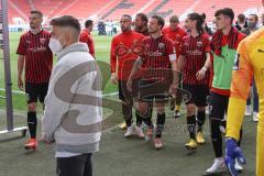 3. Liga - FC Ingolstadt 04 - TSV 1860 München - Spieler bedanken sich bei den Fans die im Stadion sein durften, Jonatan Kotzke (25 FCI) Robin Krauße (23, FCI) Marcel Gaus (19, FCI) Björn Paulsen (4, FCI)