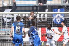 3. Liga; SV Meppen - FC Ingolstadt 04; Torwart Marius Funk (1, FCI) boxt den Ball weg, Bruno Soares (2 SVM) Vogt David (18 SVM) Donald Nduka (42, FCI) Arian Llugiqi (25, FCI)