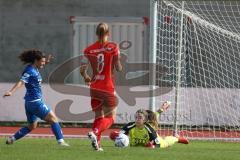 2. Fußball-Liga - Frauen - Saison 2022/2023 - FC Ingolstadt 04 - SC Sand - Torwart Maier Franziska (Nr.1 - FC Ingolstadt 04 ) - Kuru Büsra blau SC Sand - Foto: Meyer Jürgen