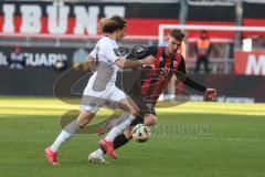 3. Liga - Saison 2024/25 - FC Ingolstadt 04 - 1. FC Saarbrücken - Benjamin Kanuric (Nr.8 - FCI) - Tim Civeja (Nr.23 - 1. FC Saarbrücken) - Foto: Meyer Jürgen