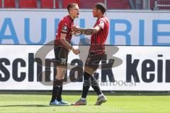 3. Liga - FC Ingolstadt 04 - FSV Zwickau - Filip Bilbija (35, FCI) erzielt das 2:1 Jubel Tor, mit Justin Butler (31, FCI)