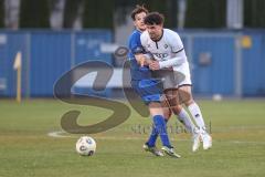 Bayernliga Nord - Saison 2025/26 - FC Ingolstadt 04 II - Würzburger FV - Mussa Tasim (Nr.27 - FC Ingolstadt II) - Moritz Lotzen blau Würzburg - Foto: Meyer Jürgen
