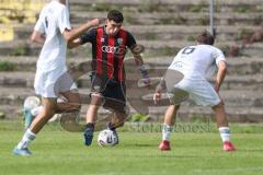 *** Bayernliga Nord - Saison 2025/26 - FC Ingolstadt 04 II - ATSV Erlangen - Ognjen Draculic (Nr.9 - FC Ingolstadt II) - Nico Ott weiss Erlangen - Foto: Meyer Jürgen