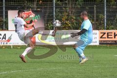 Kreisliga - Saison 2022/2023 - Türk.SV Ingolstadt - TSV Gaimersheim - Benjamin Anekin weiss Gaimersheim - Bilal Gürle Torwart Türkisch - Foto: Meyer Jürgen