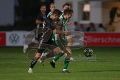 Landesliga - Saison 2025/26 - SV Manching - SSV Niedersonthofen - Johannes  Dexl (Nr.13 - SV Manching) - Maximilian Gebhart schwarz Niedersonthofen - Foto: Meyer Jürgen