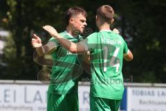 Bezirksliga - Saison 2024/25 - Freundschaftsspiel - FC Gerolfing - SV Kasing - Leo Zänger (Nr.11 - FC Gerolfing) mit dem 1:0 Führungstreffer - jubel - Julien Bajer (Nr.14 - FC Gerolfing) - XXXXX - Foto: Meyer Jürgen