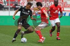 3.Liga - Saison 2022/2023 - Hallersche FC - FC Ingolstadt 04 - Marcel Costly (Nr.22 - FCI) - Timur Gayret (Nr.10 - Halle) -  - Foto: Meyer Jürgen