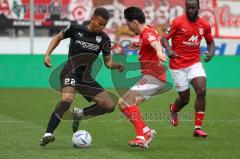 3.Liga - Saison 2022/2023 - Hallersche FC - FC Ingolstadt 04 - Marcel Costly (Nr.22 - FCI) - Timur Gayret (Nr.10 - Halle) -  - Foto: Meyer Jürgen