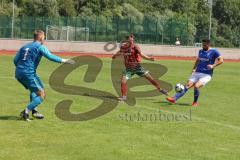 Testspiel - TSV Ingolstadt Nord - FC Augsburg II - David Josef Deger rot Augsburg - Martin Schwürzer Torwart TSV Ingolstadt - Foto: Jürgen Meyer