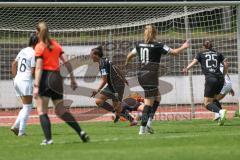 2. Bundesliga Frauen - Saison 2023/24 - FC Ingolstadt 04 Frauen - Turbine Potsdam - Der 1:0 Führungstreffer durch Samantha Stiglmaier (Nr.27 - FCI) - jubel - tor - Fischer Vanessa Torwart Potsdam - Foto: Meyer Jürgen