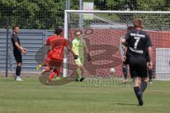 Bayernliga Süd - Saison 2021/2022 - FC Ingolstadt 04 II - SpVgg Hangkofen - Der 2:2 Ausgleichstreffer durch Gashi Egson (#7 FCI) - jubel - Sebastian Meier Torwart Hangkofen - Foto: Meyer Jürgen